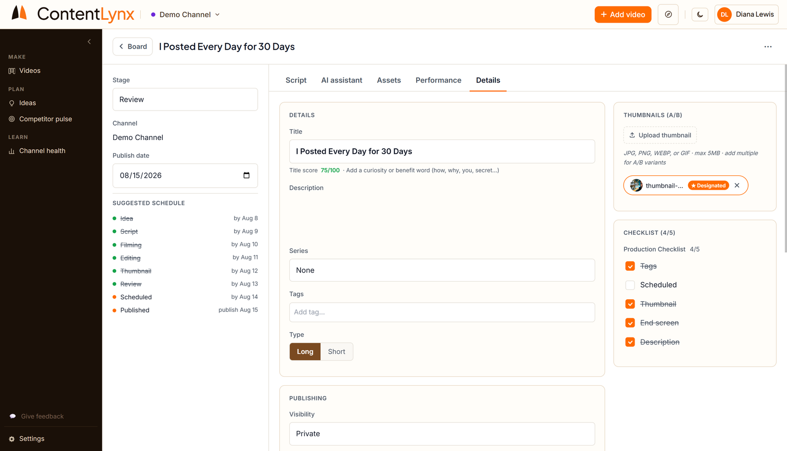 ContentLynx Production Checklists — never forget a step in your video production process